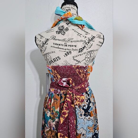 Love The Label Anthropologie Ivy Printed Patchwork Halter Maxi Dress Size XS NWT - Picture 11 of 12
